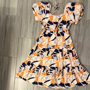 Skies Are Blue Orange and Blue Midi Dress